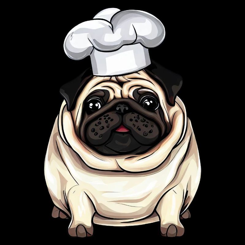 Carlin de cuisine, conception créative de chien