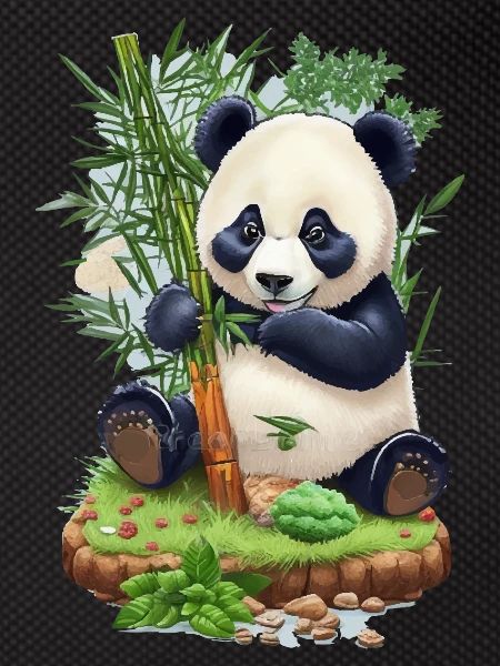 Panda bear eats bamboo