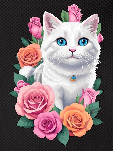 Cat with roses