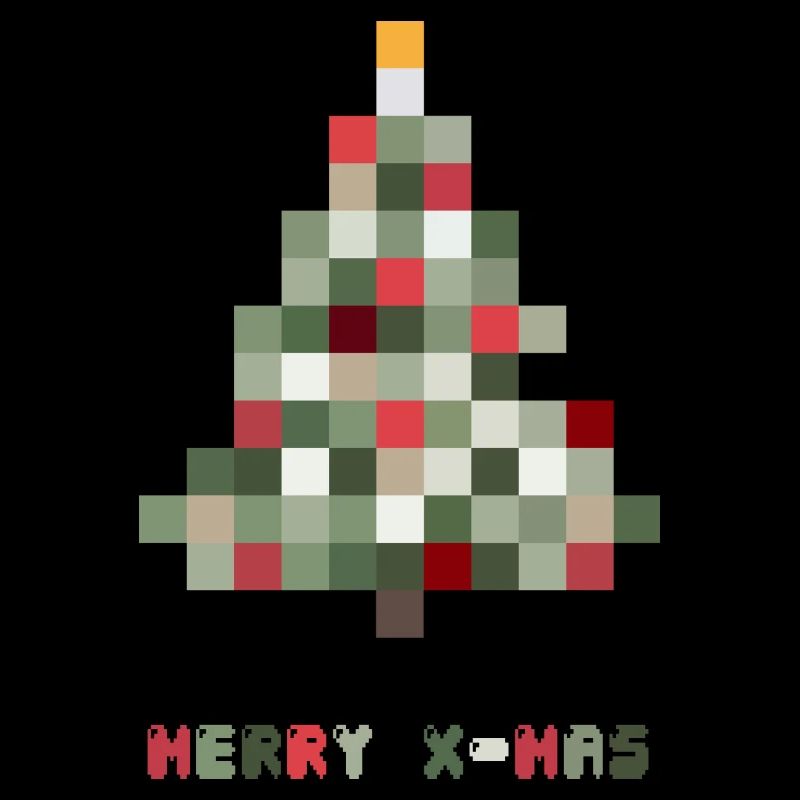 Merry Christmas 8-Bit Retro Christmas Tree
