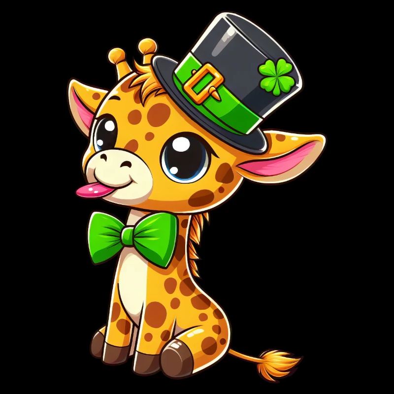 Girafe de la Saint-Patrick : Design Kawaii mignon
