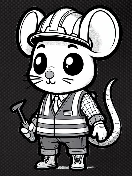 Cute Mouse Construction Worker