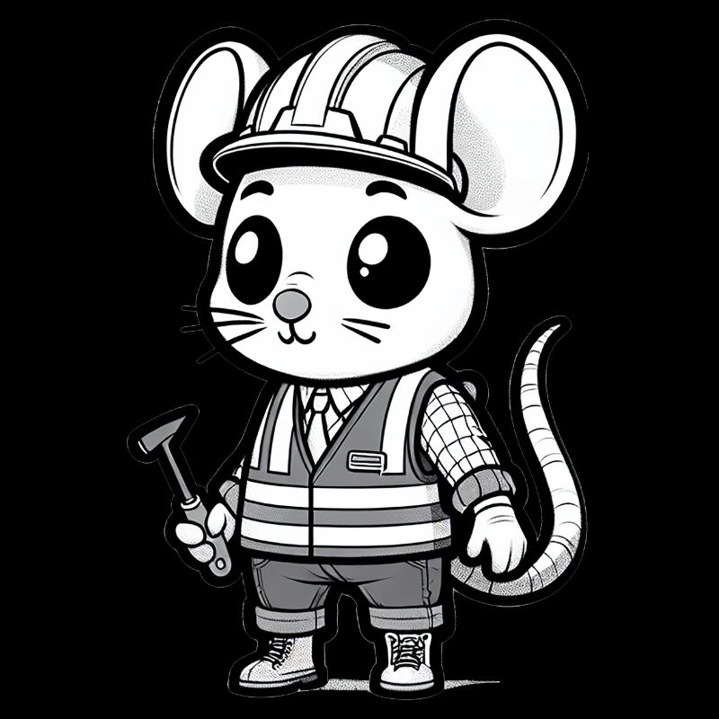 Cute Mouse Construction Worker