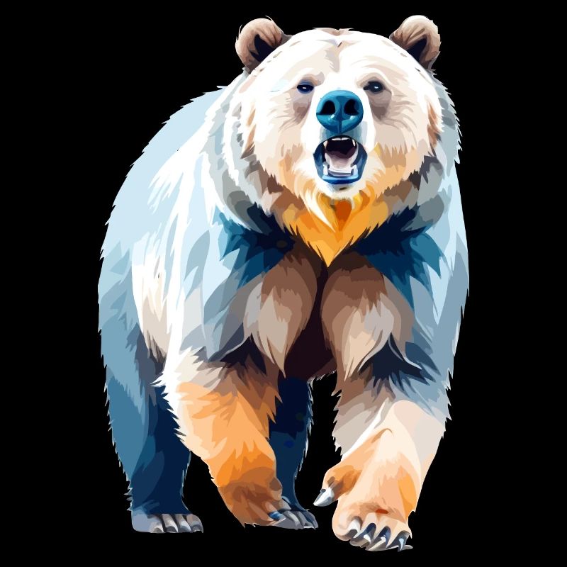 Grizzly Bear Vector Art with Vibrant Colours