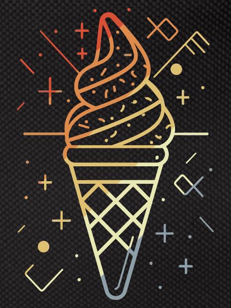 cream cone sketch retro style