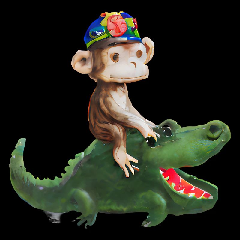 Drôle de singe sur la conception du crocodile
