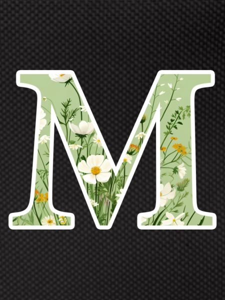 Buchstabe M, Monogramm, Blumenmuster