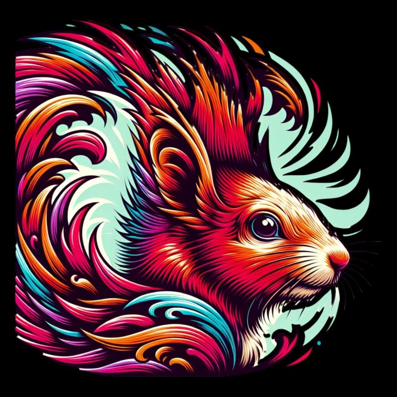 Digital Art Squirrel Nuts Animal Lover