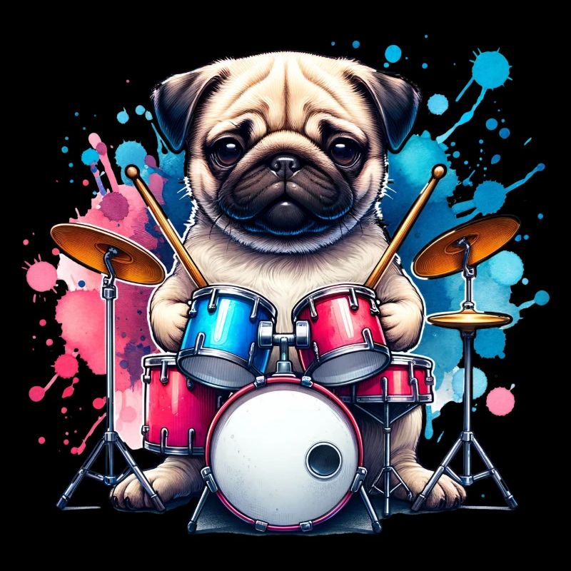 Cool Pug Drummer Design