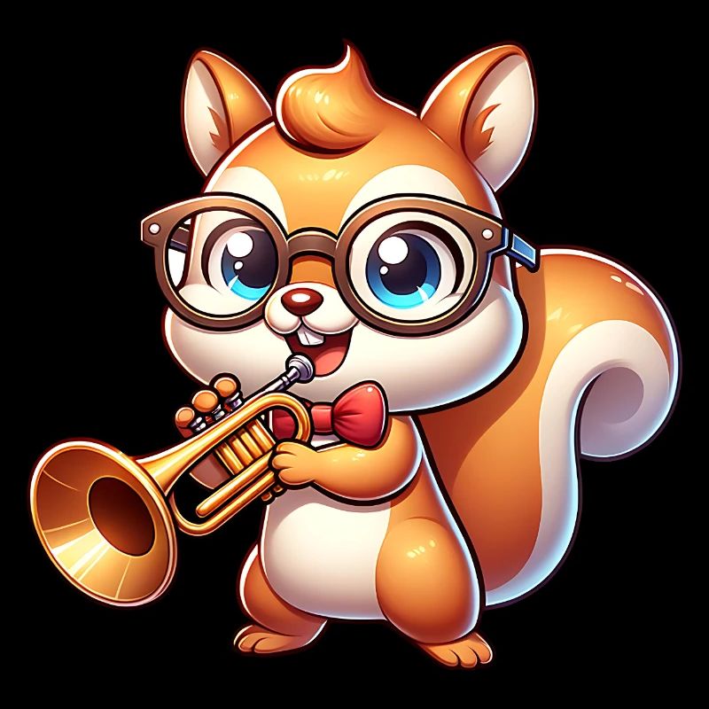 Cute squirrel with trumpet