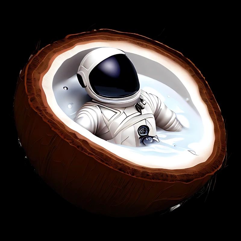 Astronaut in einer Kokosnuss