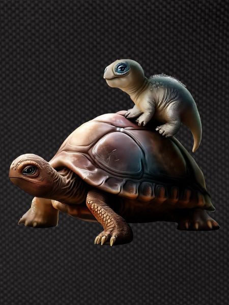 Dinosaur on turtle