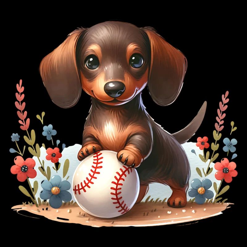 Süßer Dackel mit Baseball Humor