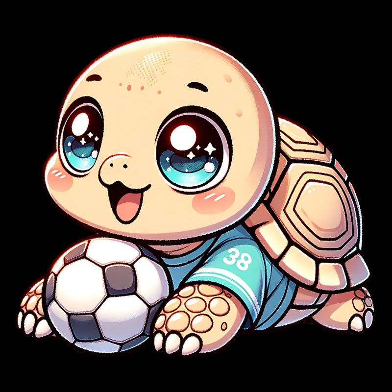 Cute turtle with soccer ball