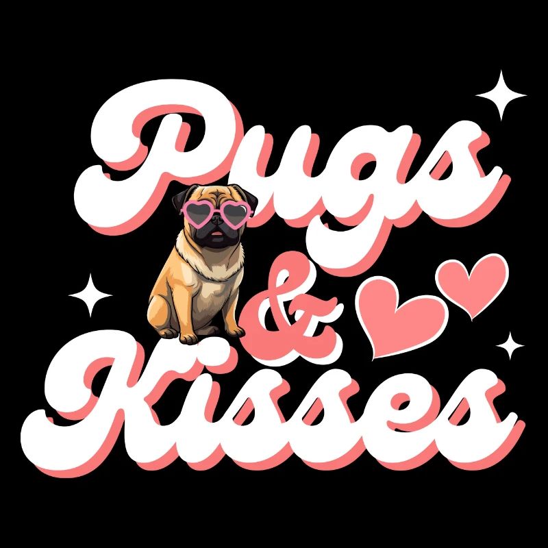 Mops mit Rosa Herz Sonnenbrille