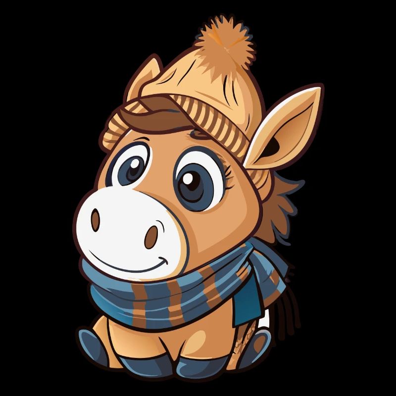 Âne mignon avec écharpe et chapeau à pompon.