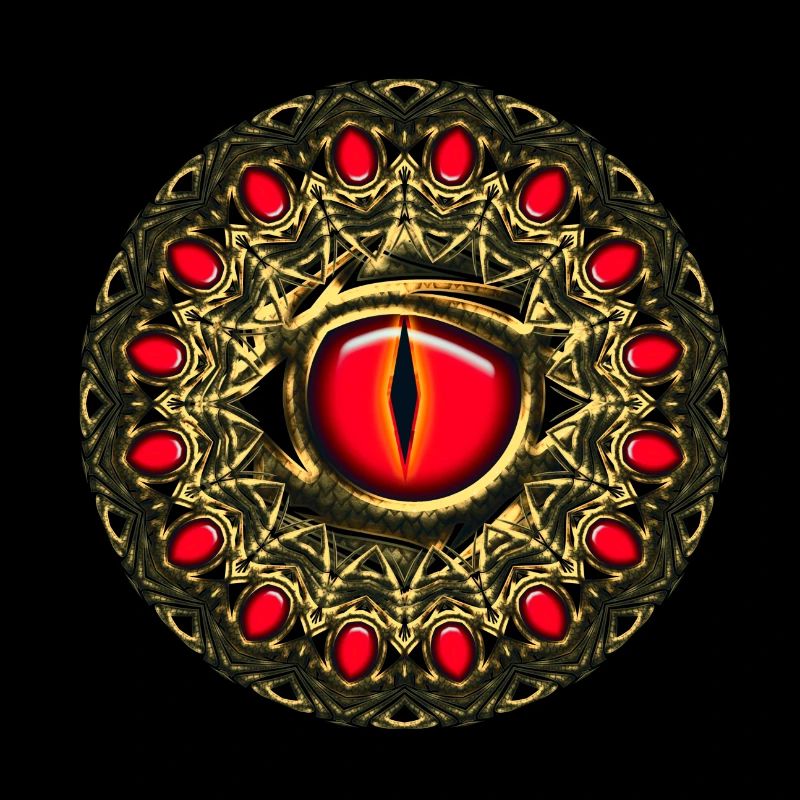Oeil dragon Symbole magique 4 éléments puissance