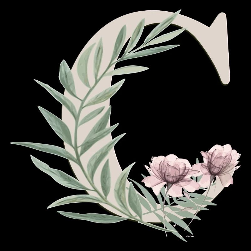 Lettre C avec des fleurs