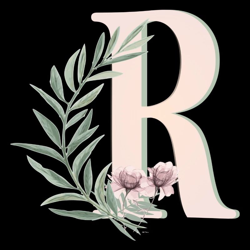 Buchstabe R mit Blumen