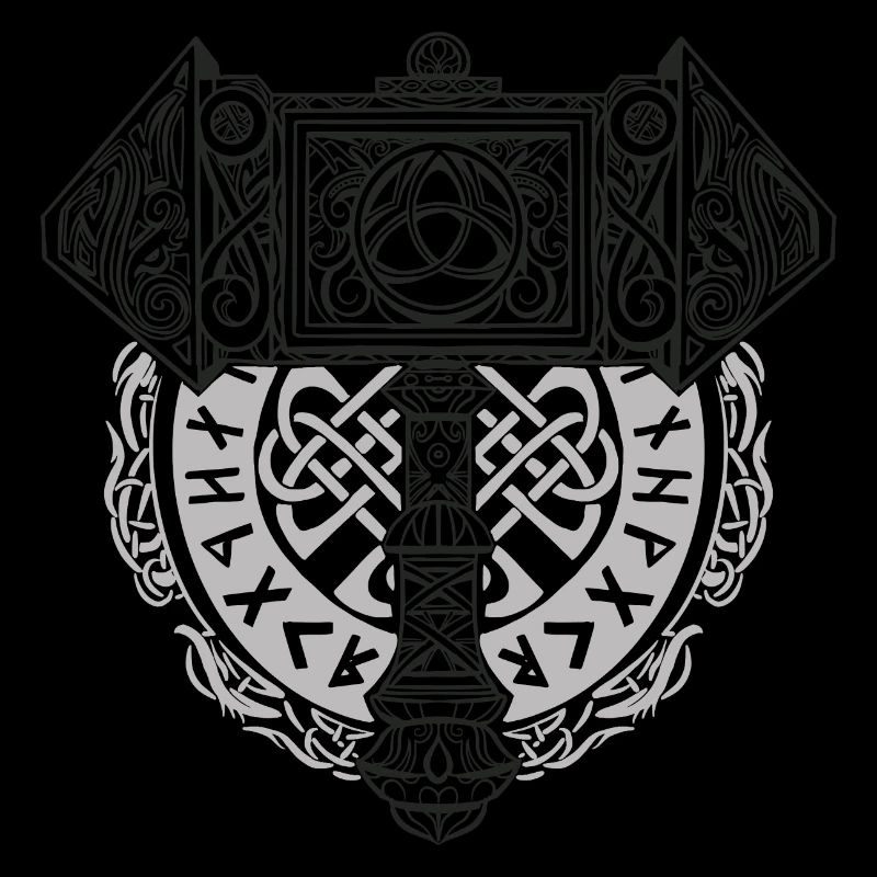 Wikinger Symbol Nordisch Thor Raben Hammer Mjölnir