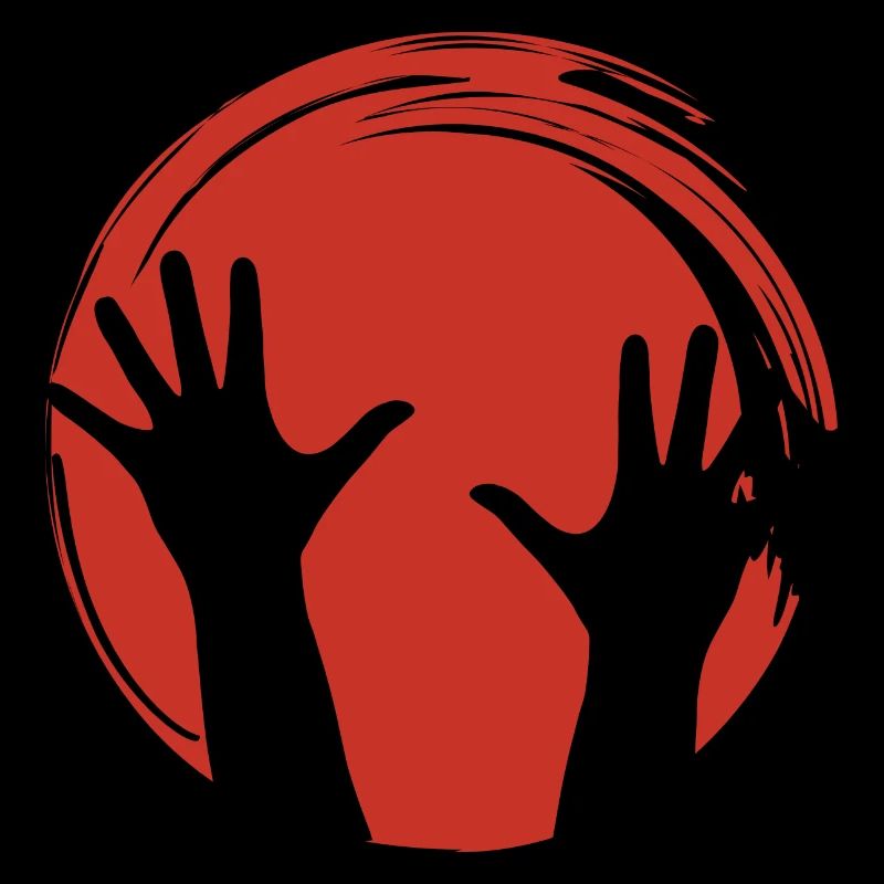 Hands Silhouette Red Circle