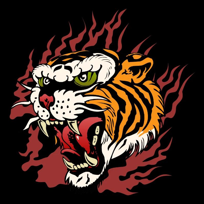tiger fire flame tattoo tattoo flame roar dessi