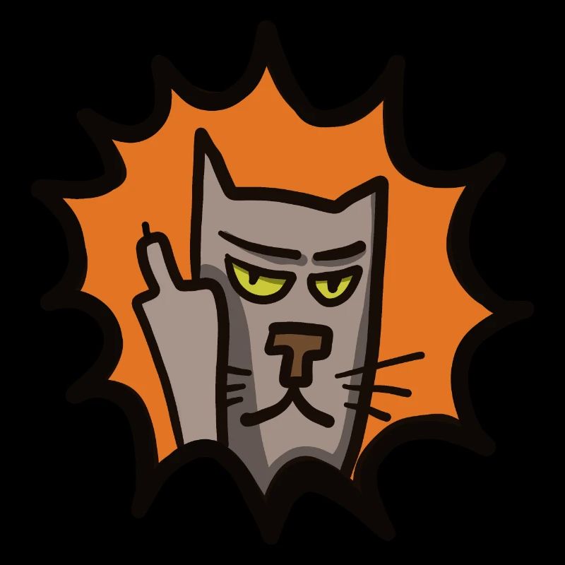 grim cat shows middle finger