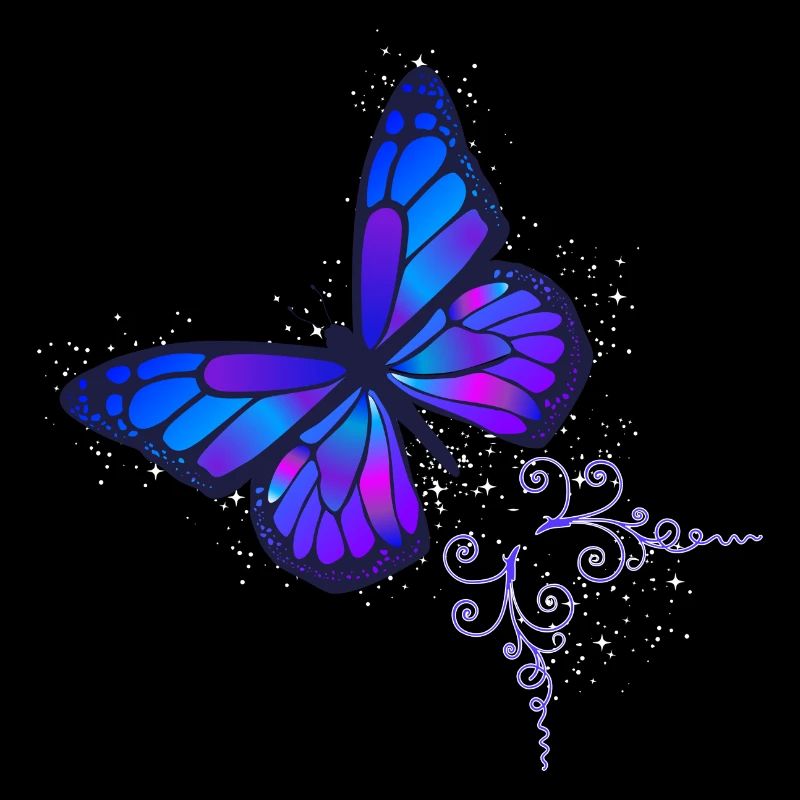 Butterfly blue and purple with starry sky