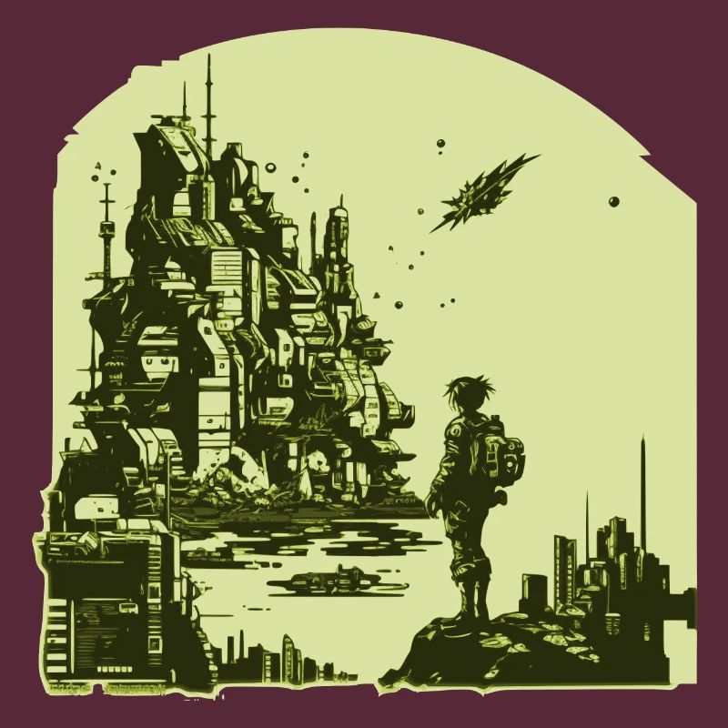 Bande dessinée de science-fiction dans un style rétro 8 bits