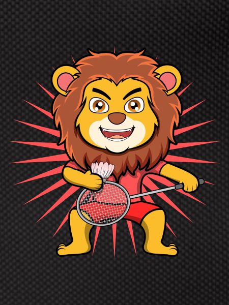 Netter Löwe, Badmintonspieler, ironischer
