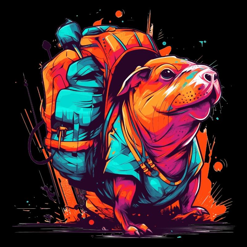 Mole rat fully on the move with backpack