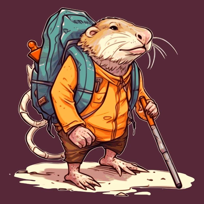 Mole rat equipped like a pro hiker