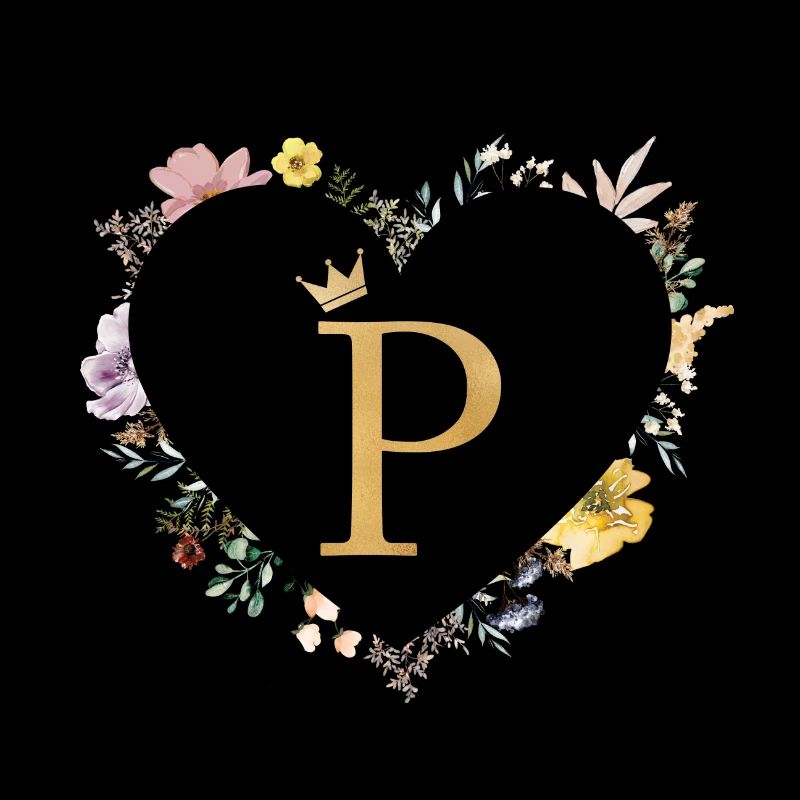Letter P, Monogram, Heart, Personalizable