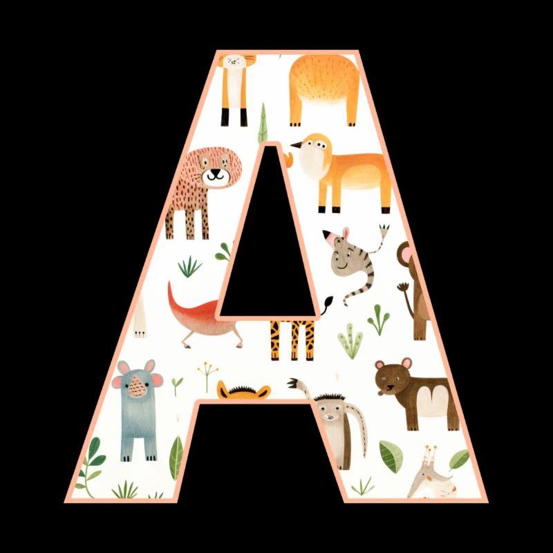 Buchstabe A, Monogramm, Tiermuster