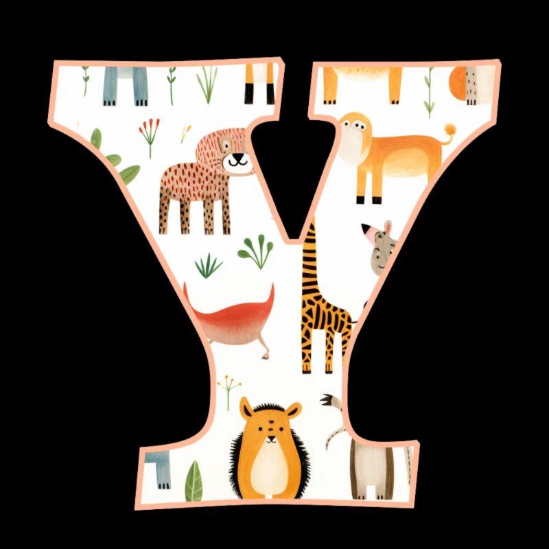 Letter Y, Monogram, Animal Pattern