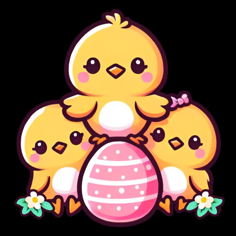Trois poulets - Design de Pâques mignon
