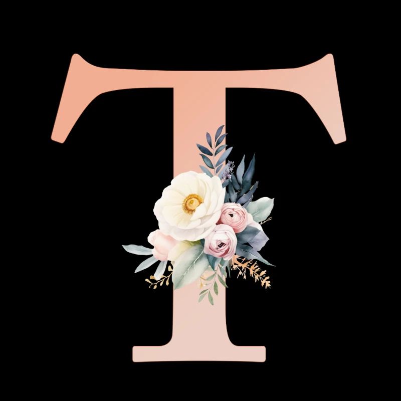 T Monogram, Floral, Boho
