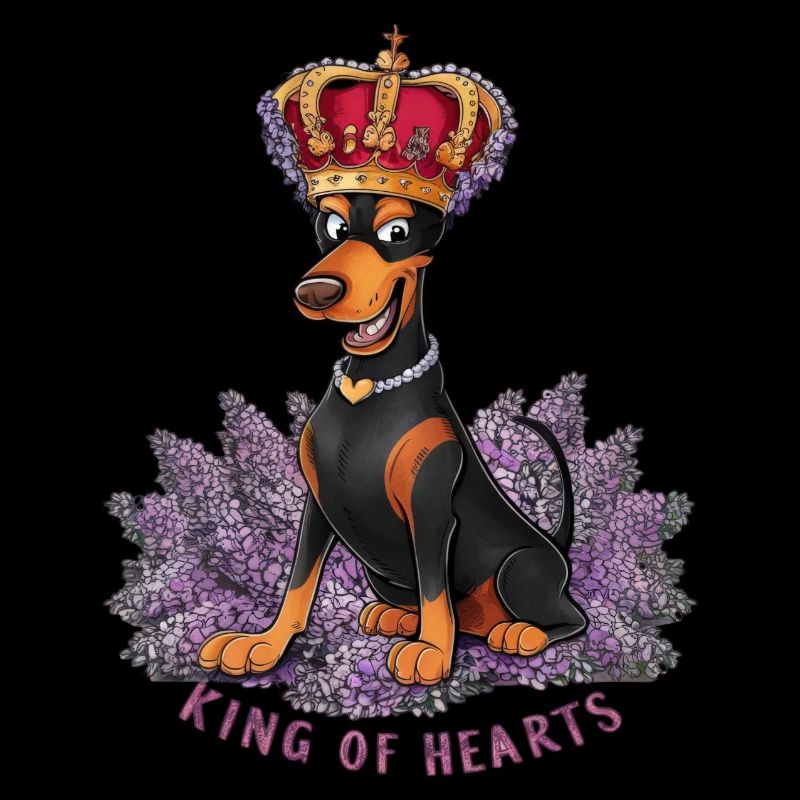 Doberman Pinscher with Crown and Beautiful Lilac