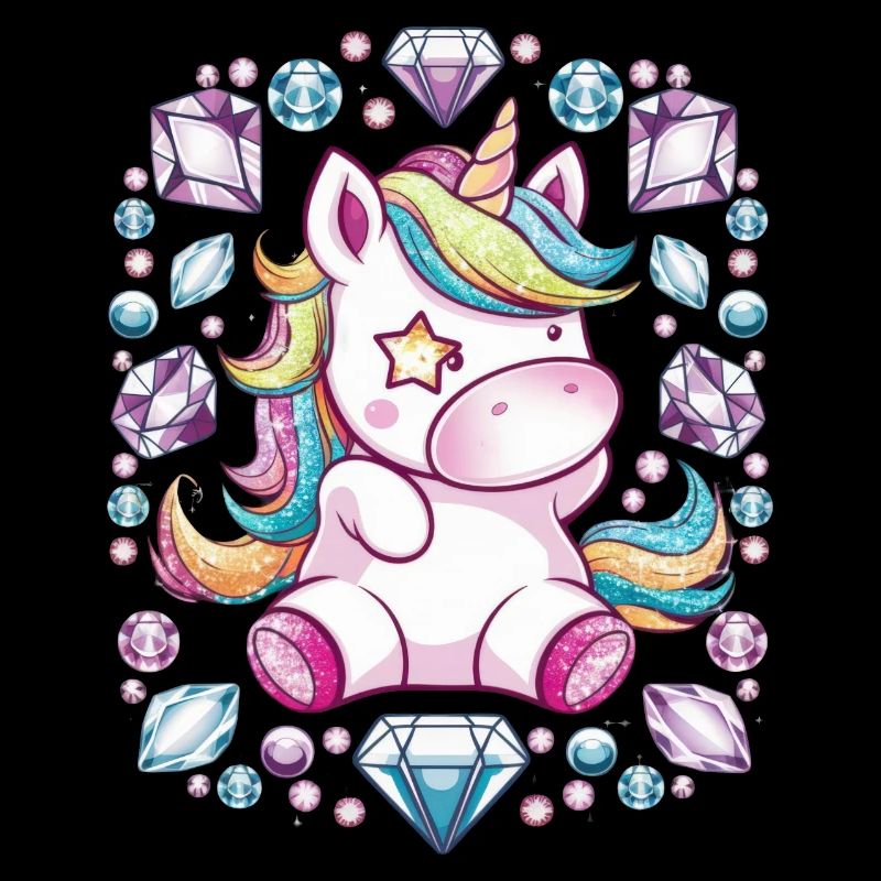 Süßes Kawaii Einhorn mit brillianten Farben