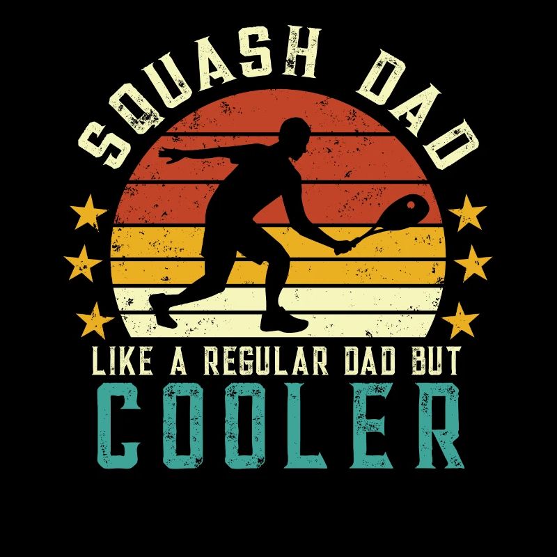 Squash Spieler Squashen Squashball Schläger Vater
