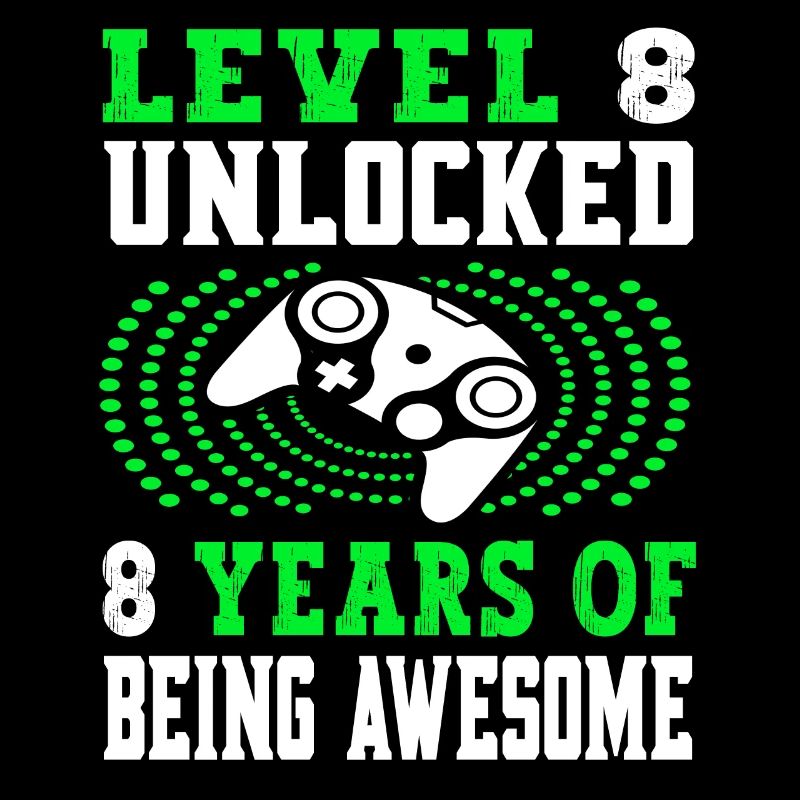 Niveau 8 débloqué 8 ans - 8 anniversaire vert