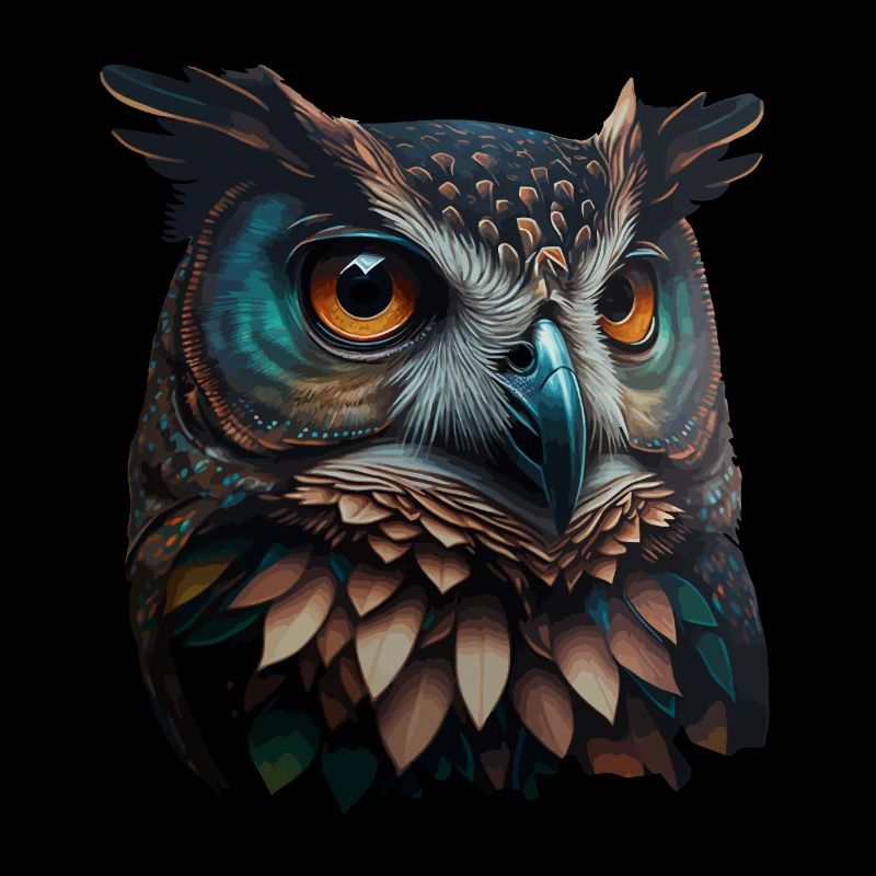 Hibou élégant et coloré avec de grands yeux