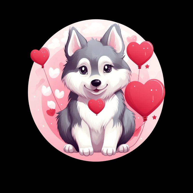 Husky chien amant maman et papa Saint-Valentin