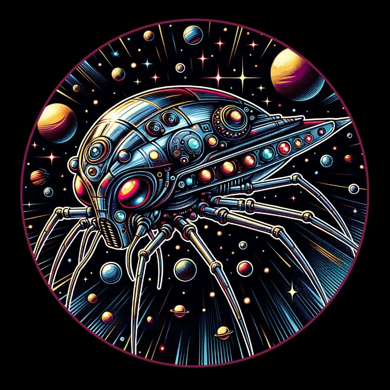 Fantastic spider spaceship in space