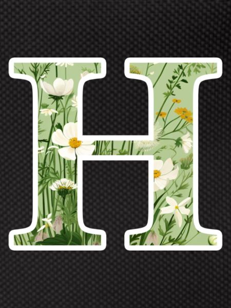 Buchstabe H, Monogramm, Blumenmuster
