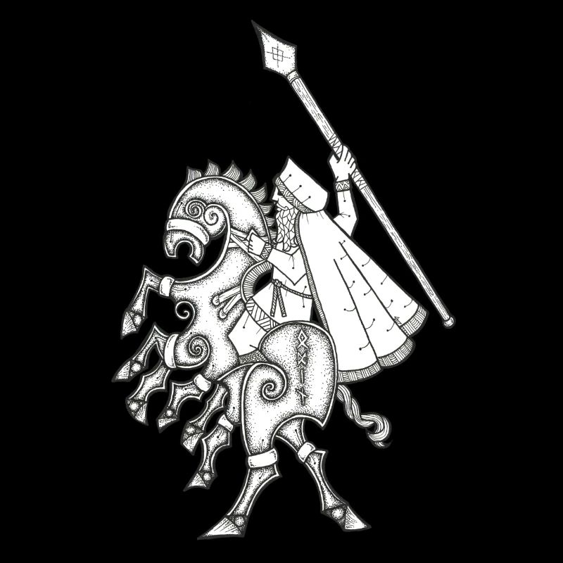 Odin, riding Sleipnir