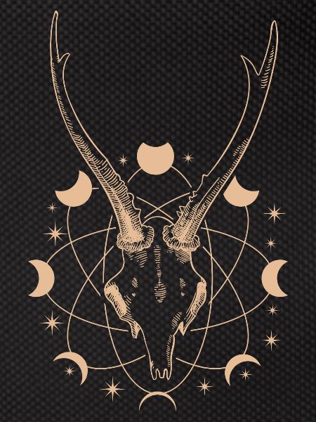 Occult Lunar Cycle Antlers Goth