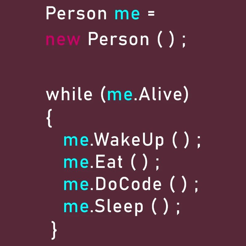 Person me = new person (); Programming Code Java