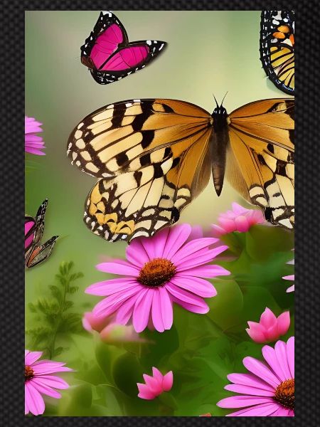 Fleurs et papillon