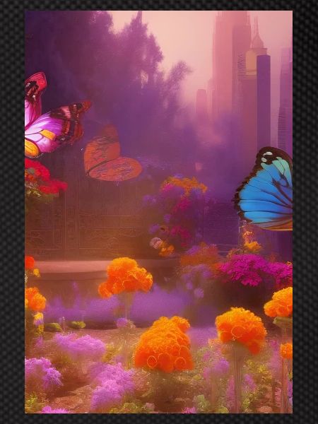 Fleurs et papillon